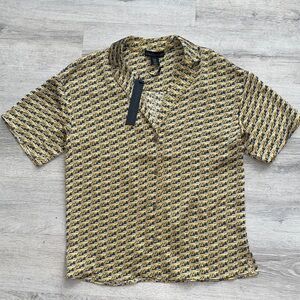 NWT House Of Harlow Satin Geometric Button Down